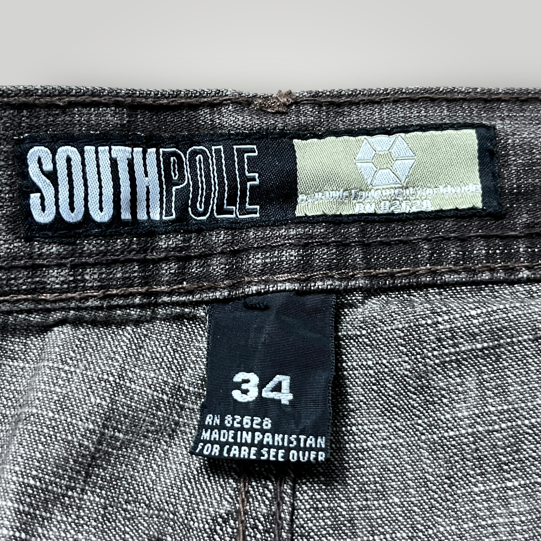 Southpole Vintage 2000's Y2K Hip-Hop Baggy Black Wash Brown Jeans