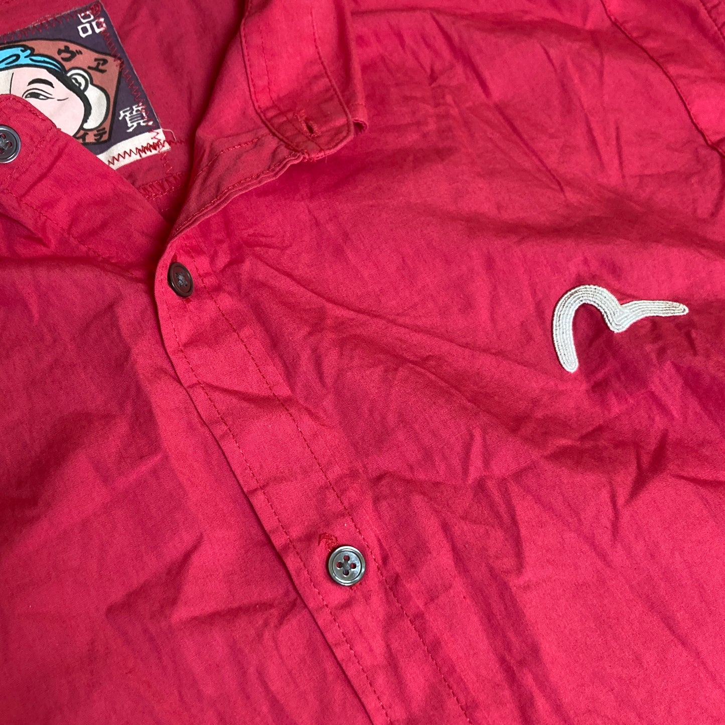 Evisu 2000-2010’s Pink Short Sleeve Button-Up Shirt 100% Cotton