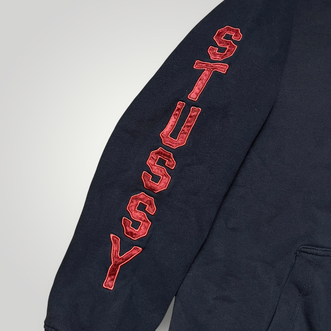 Stussy Vintage 1998/2002 Collegiate "S" Sleeve Spellout Heavy Cotton Y2K Skater Hoodie