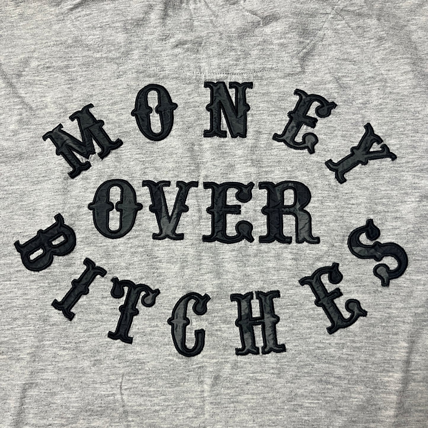 Organized Crime "Money Over Bitches" Y2K Lettered Hip-Hop T-Shirt