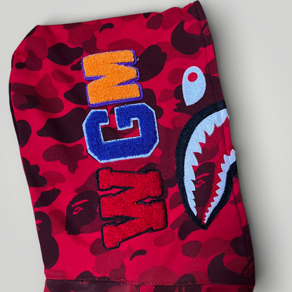 BAPE (A Bathing Ape) Color Camo Red Shark Full-Zip Hoodie (Replica)