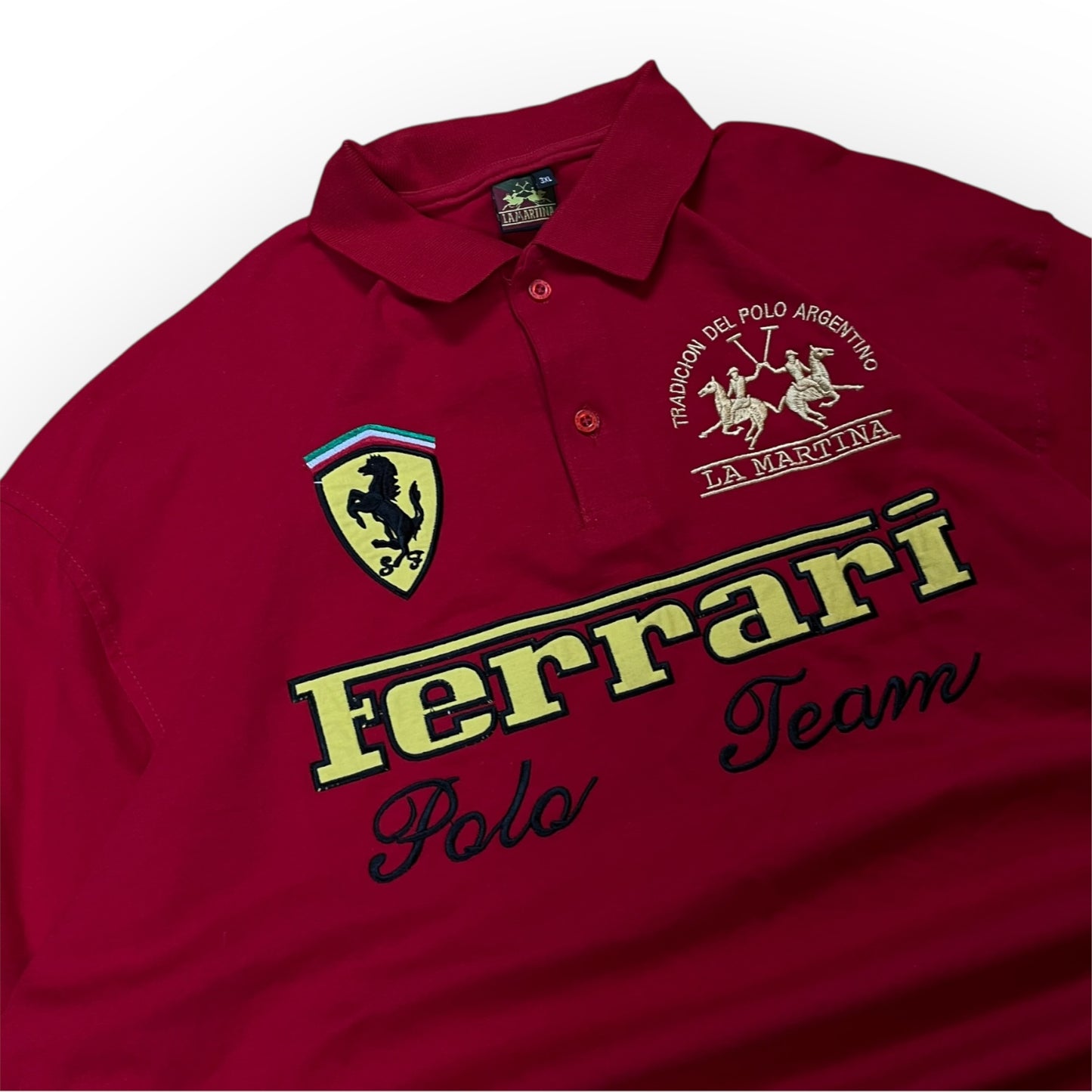 Ferrari x La Martina Embroidered Racing Polo T-Shirt (REPLICA)