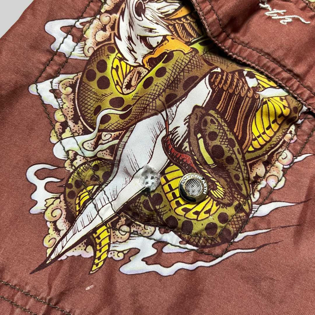 Ocean Earth Ed Hardy Style Y2K Graphic Surf Shorts