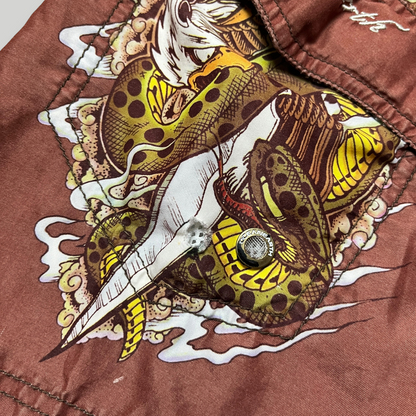 Ocean Earth Ed Hardy Style Y2K Graphic Surf Shorts