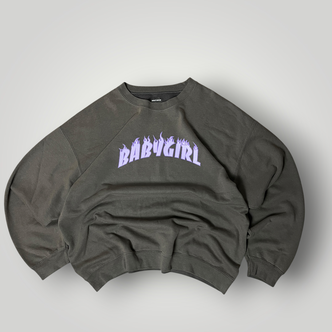 Baby Girl Lettered Y2K Graphic Sweatshirt Crewneck