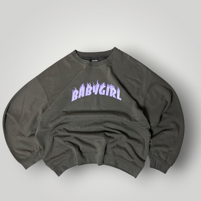 Baby Girl Lettered Y2K Graphic Sweatshirt Crewneck