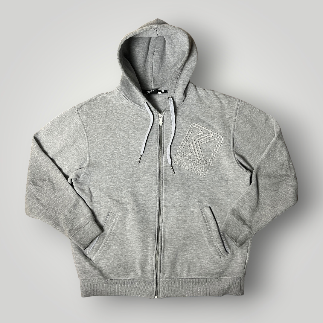 Karl Kani Heavy Cotton Oversized Y2K Hip-Hop Embroidered Zip-Up Hoodie