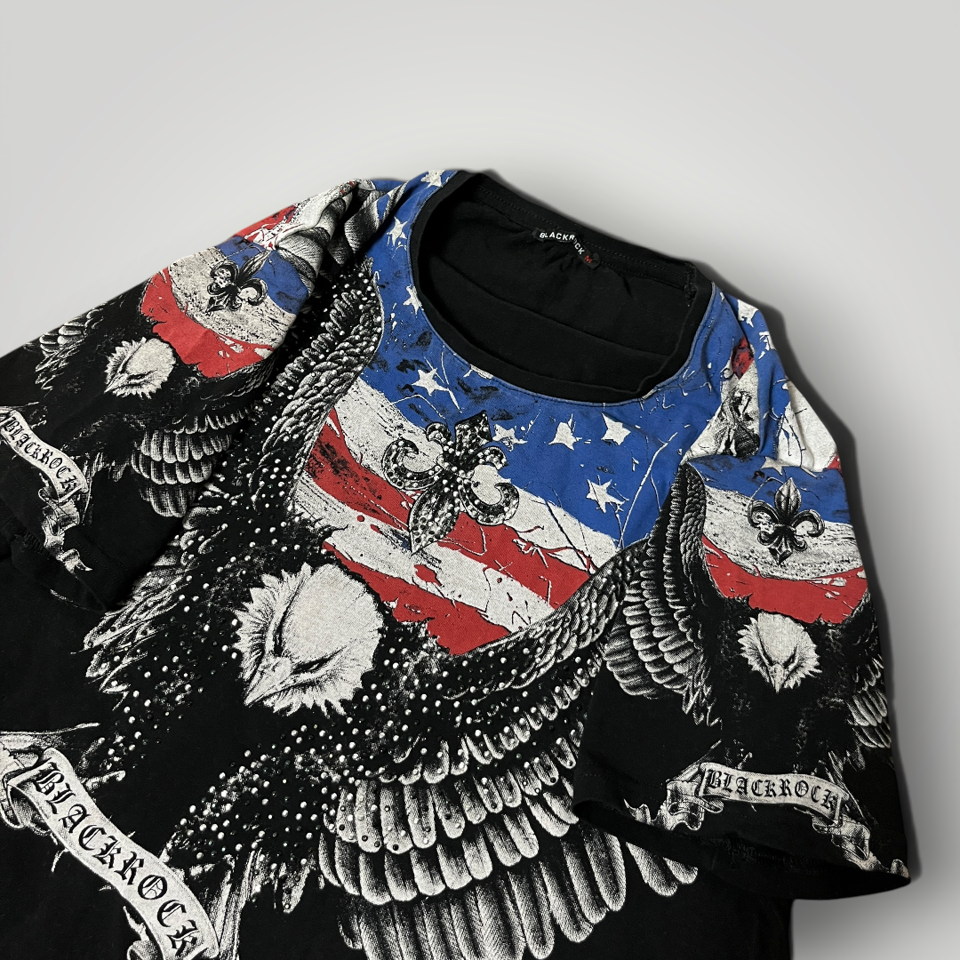 Blackrock Y2K American Eagle Rhinestone Graphic T-Shirt