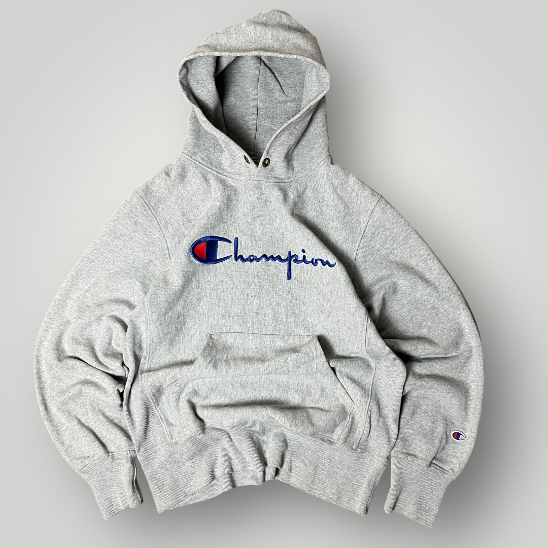 Champion Vintage "Reverse Weave Warm Up" Heavy Cotton Boxy Embroidered Hoodie (430GSM)