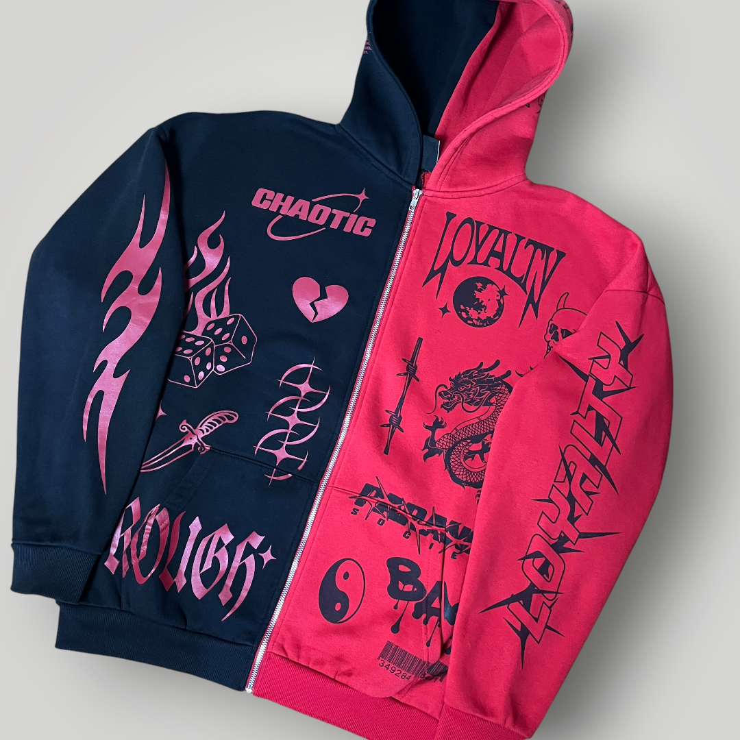 Black Squad Y2K Black/Red Zip-Up Hoodie