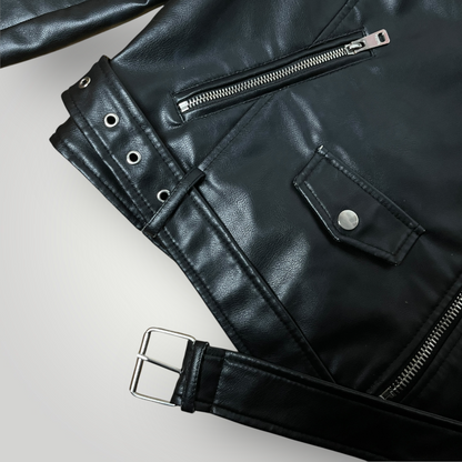PULL&BEAR Y2K Leather Biker Cropped Jacket (Дамско)