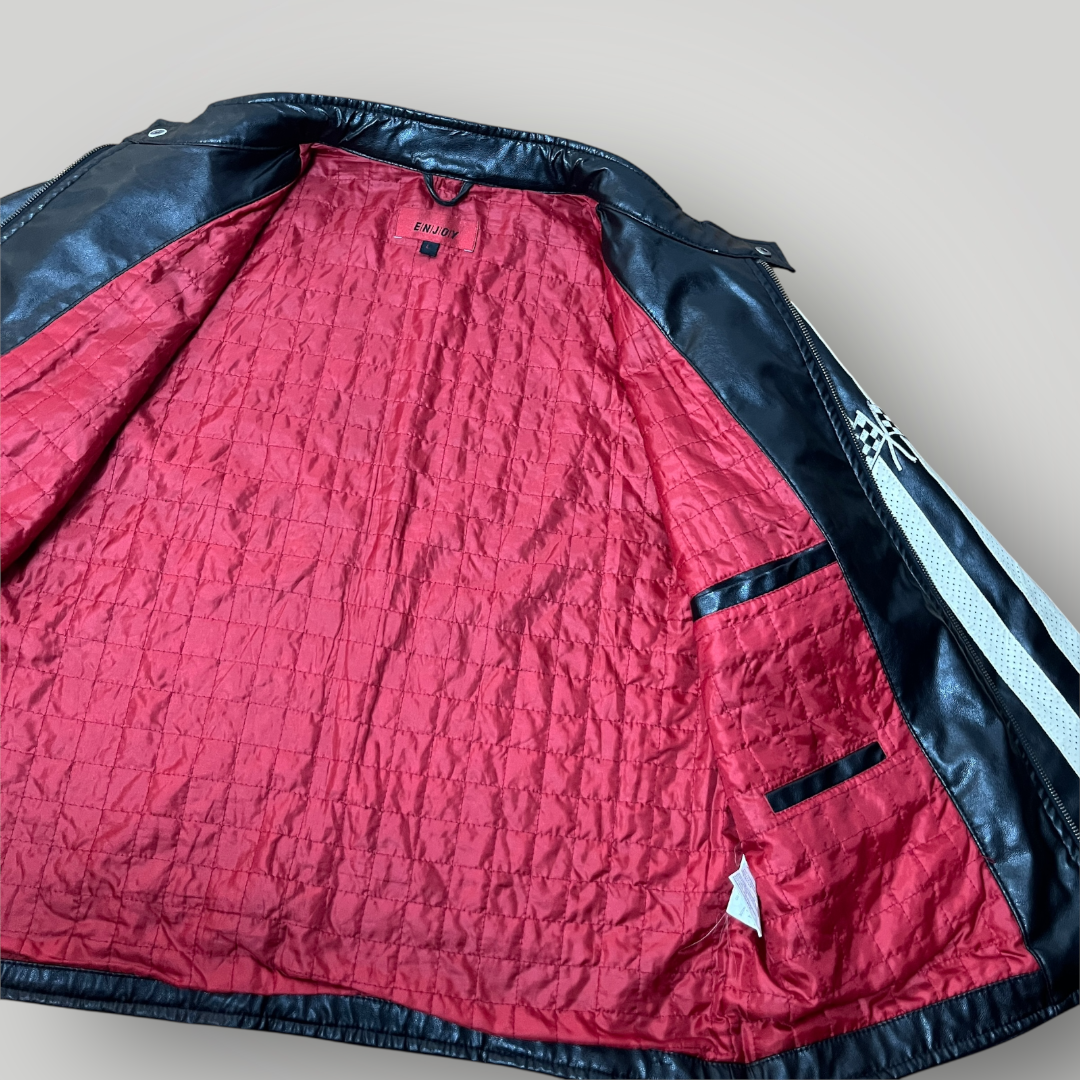 Enjoy Y2K Vintage Racing Leather Jacket