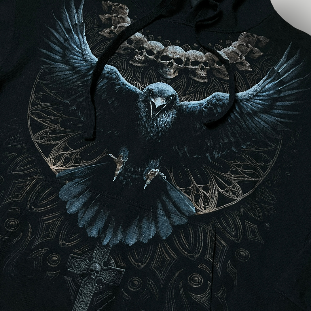 Spiral "Raven Skull" Y2K 2000's Style Graphic Hoodie