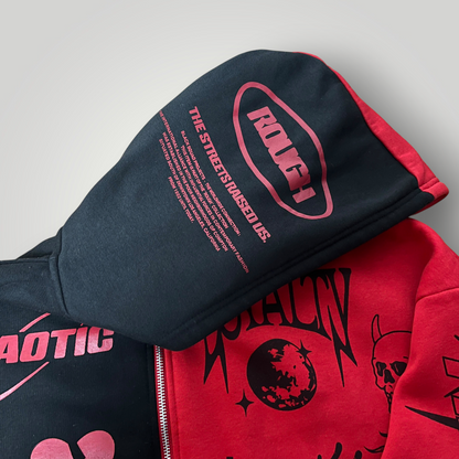 Black Squad Y2K Black/Red Zip-Up Hoodie