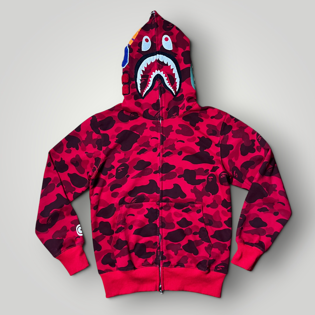 BAPE (A Bathing Ape) Color Camo Red Shark Full-Zip Hoodie (Replica)
