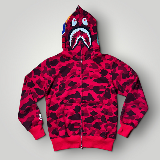 BAPE (A Bathing Ape) Color Camo Red Shark Full-Zip Hoodie (Replica)