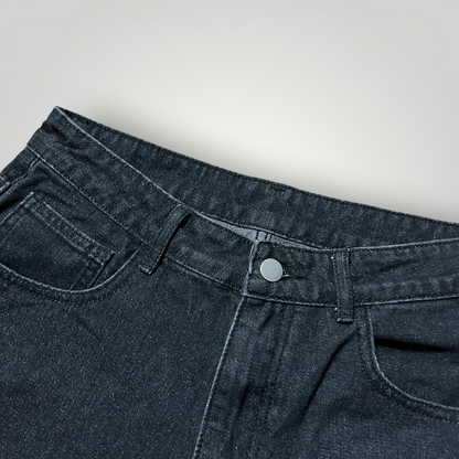 Romwe Y2K Goth Embroidered Denim Jorts