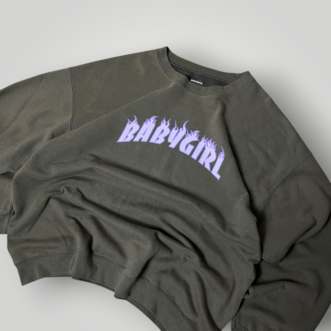 Baby Girl Lettered Y2K Graphic Sweatshirt Crewneck