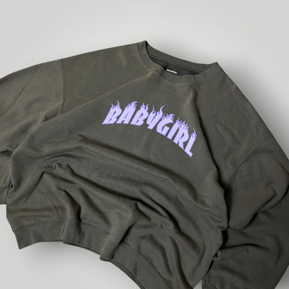 Baby Girl Lettered Y2K Graphic Sweatshirt Crewneck