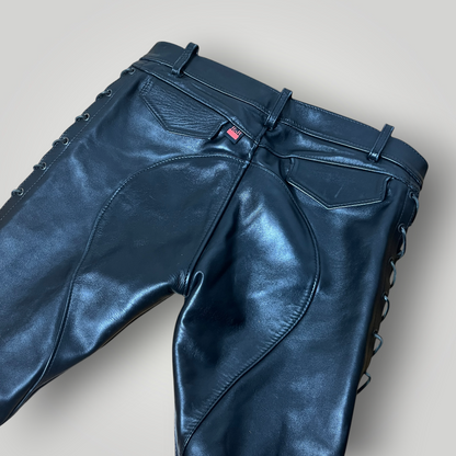 RoB Amsterdam "Hipster" Biker Full Grain Leather Jeans Vintage 2000's Y2K Gothic Punk Pants