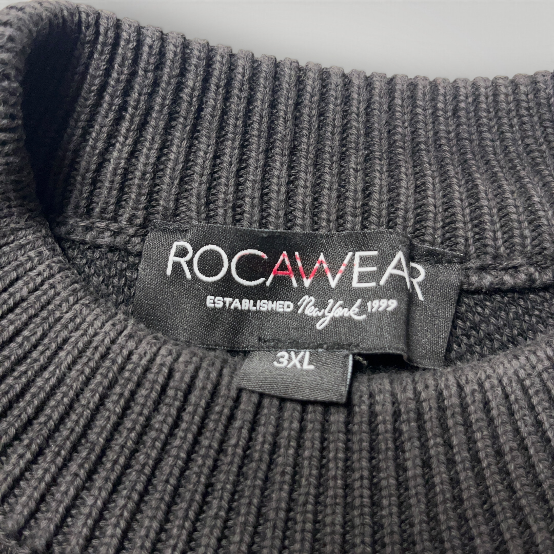 Rocawear Big Logo Heavy Cotton Hip-Hop Knit Crewneck Sweater