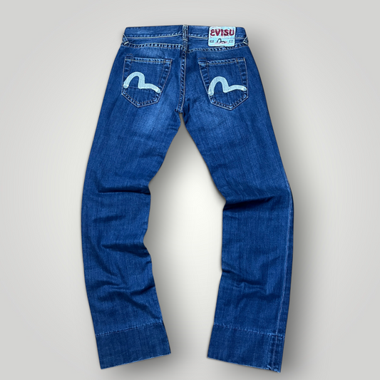 Evisu Euro Edition Painted Seagull Low Rise Straight Leg Jeans Vintage 2000's Y2K Jeans (Дамско)