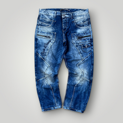 CIPO & BAXX Vintage 2000's Embroidered Y2K "Magic of Denim" Y2K Biker Heavy Cotton Faded Jeans