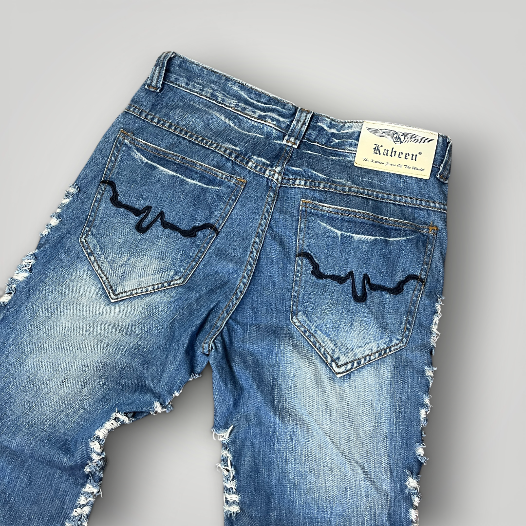Kabeen Vintage 2000's Y2K Distressed Stacked Fit Heavy Cotton Jeans