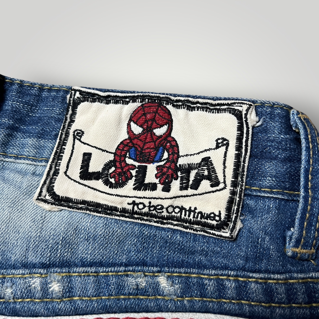 Yoshitomo Nara x Lolita Jeans "Nerdy Superman" Vintage 2000's Y2K Denim Shorts (Дамско)