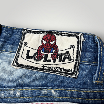 Yoshitomo Nara x Lolita Jeans "Nerdy Superman" Vintage 2000's Y2K Denim Shorts (Дамско)