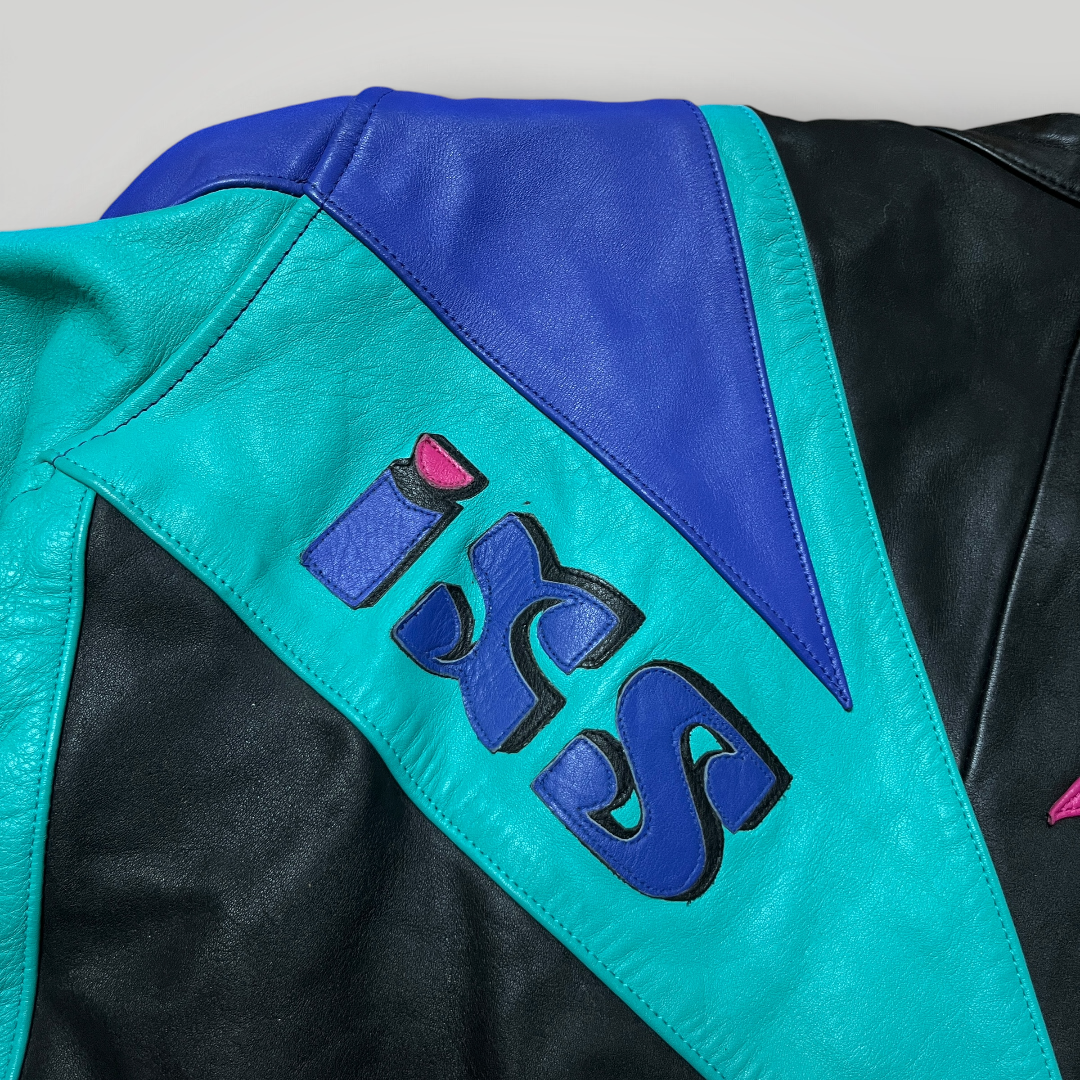 IXS Vaporwave Cafe Racing 1980's Vintage Moto Leather Biker Jacket