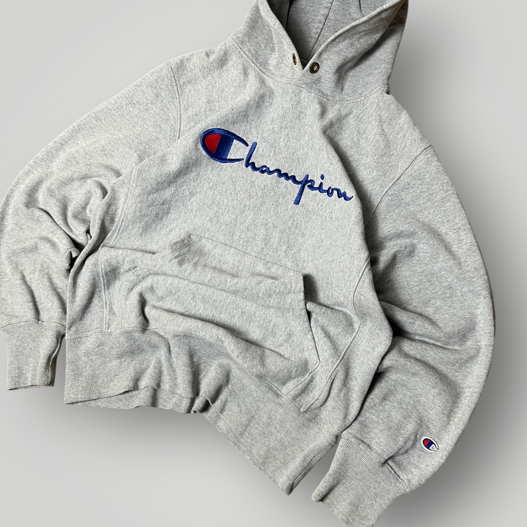 Champion Vintage "Reverse Weave Warm Up" Heavy Cotton Boxy Embroidered Hoodie (430GSM)