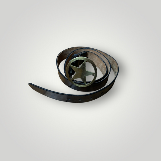 Y2K Star Buckle Leather Belt