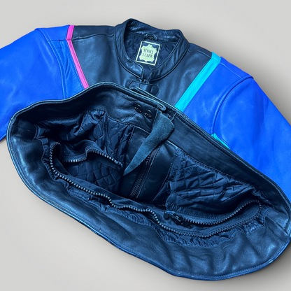IXS Vaporwave Cafe Racing 1980's Vintage Moto Leather Biker Jacket