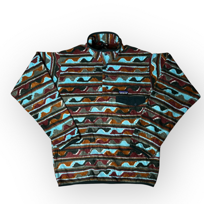 Patagonia Striped Sediment Hills Wave Pattern Synchilla Sweater Pullover Snap Fleece !RARE!