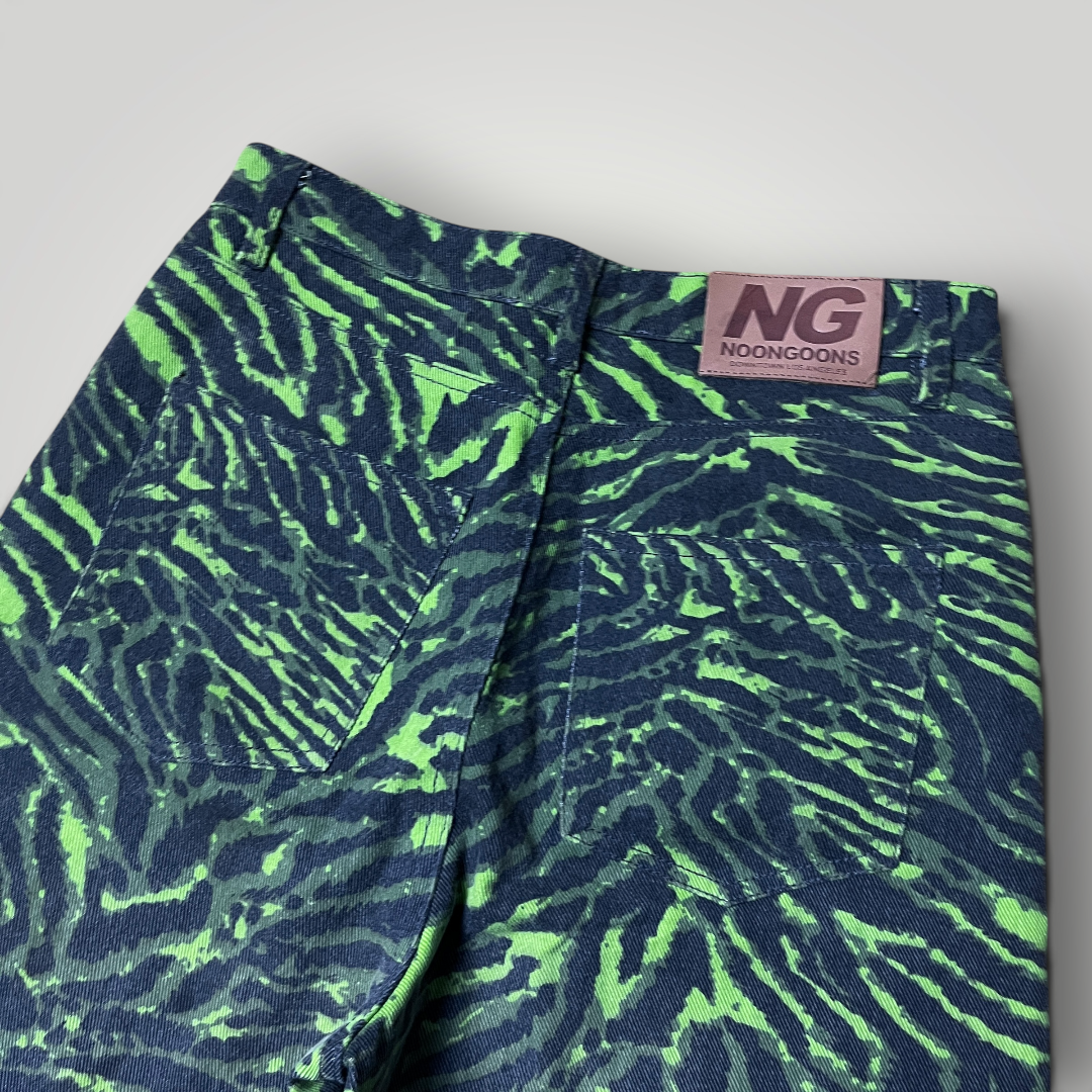 Noon Goons Y2K Green Zebra Skater Denim Jeans