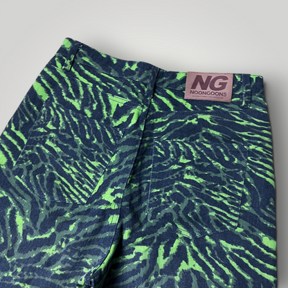 Noon Goons Y2K Green Zebra Skater Denim Jeans
