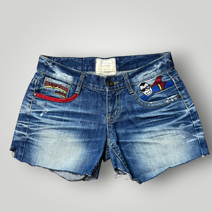 Yoshitomo Nara x Lolita Jeans "Nerdy Superman" Vintage 2000's Y2K Denim Shorts (Дамско)