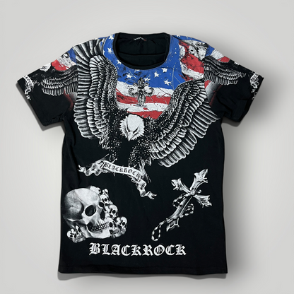 Blackrock Y2K American Eagle Rhinestone Graphic T-Shirt