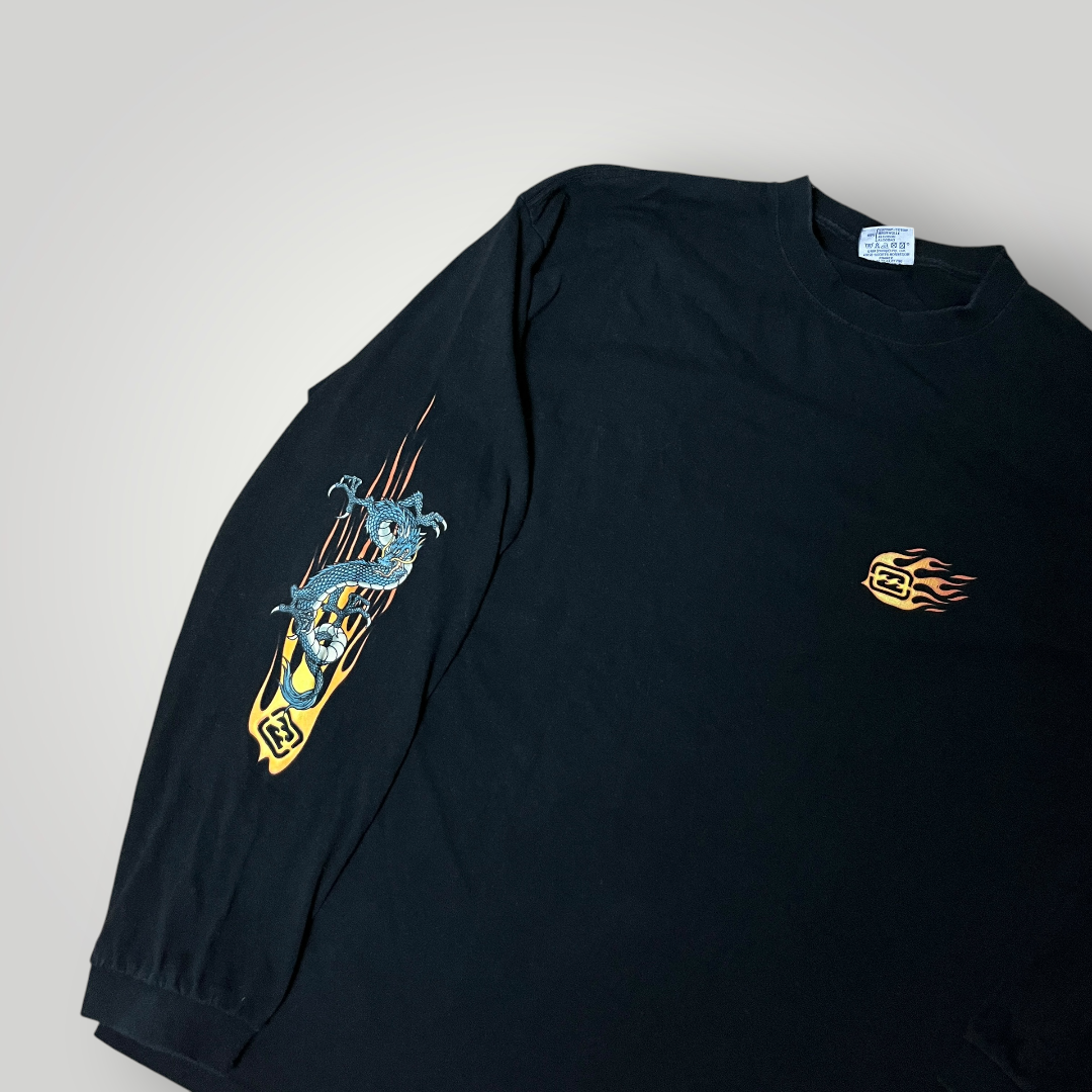 Billabong Y2K Graphic Fire Dragon Skater Long Sleeve Shirt