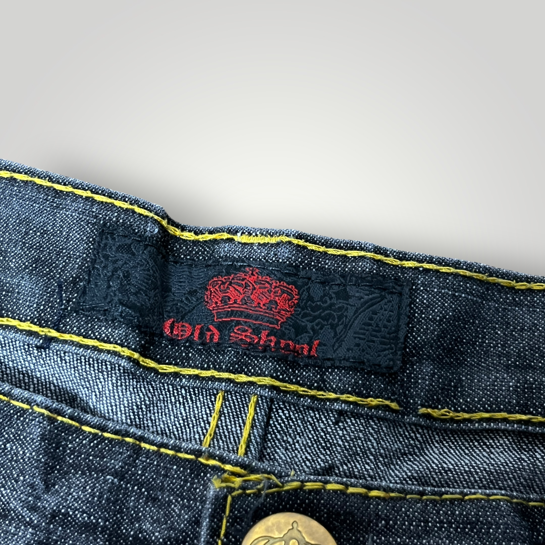 Old Skool Y2K Embroidered Hip-Hop Graphic Baggy Jorts