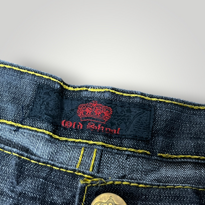 Old Skool Y2K Embroidered Hip-Hop Graphic Baggy Jorts