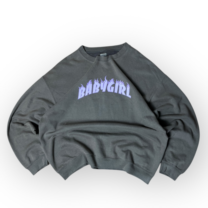 "Babygirl" Thrasher Style Y2K Lettered Graphic Sweatshirt Crewneck