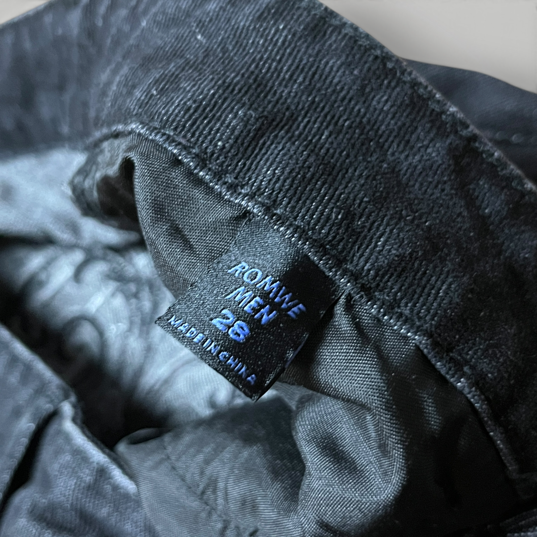 Romwe Y2K Goth Embroidered Denim Jorts