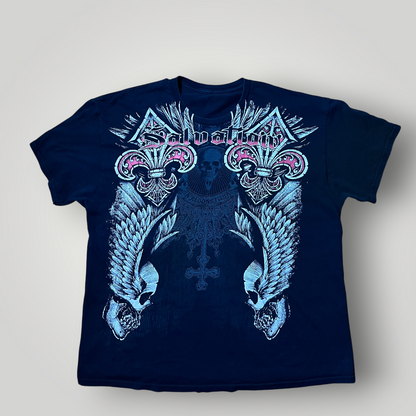 Salvation Vintage 2000's Y2K Cyber Goth Grunge Heavy Cotton Tubular Knit Affliction Style Graphic T-Shirt