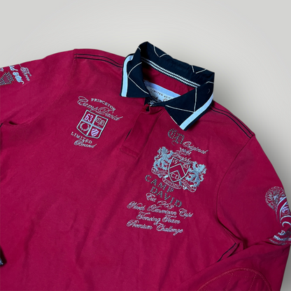 Camp David Limited Edition Y2K Biker Luxury Embroidered Long Sleeve Polo Shirt