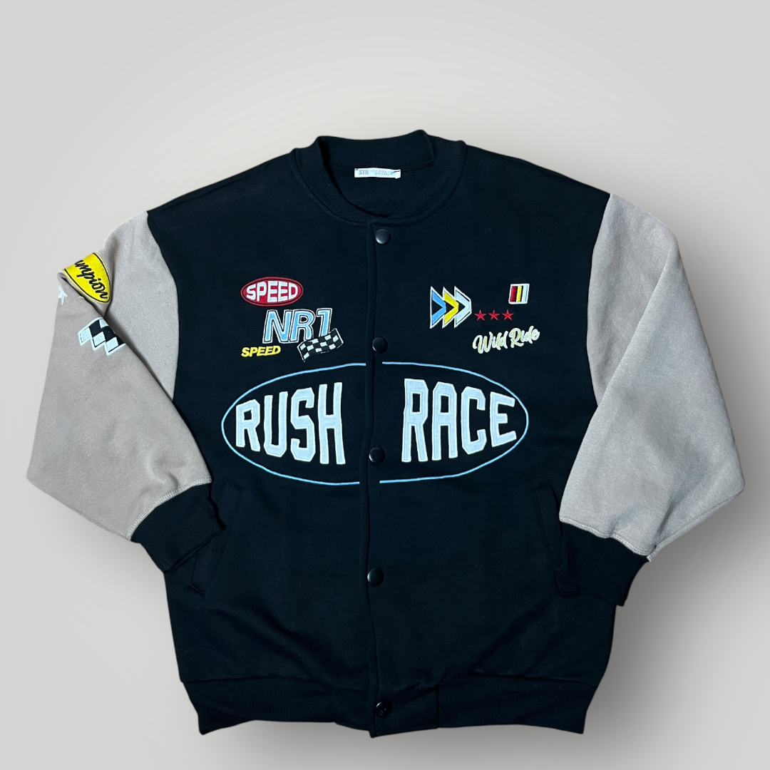 Stradivarius STR Vintage Style Nascar Rushrace Oversized Boxy 3/4 Sleeve Y2K Racing Jacket