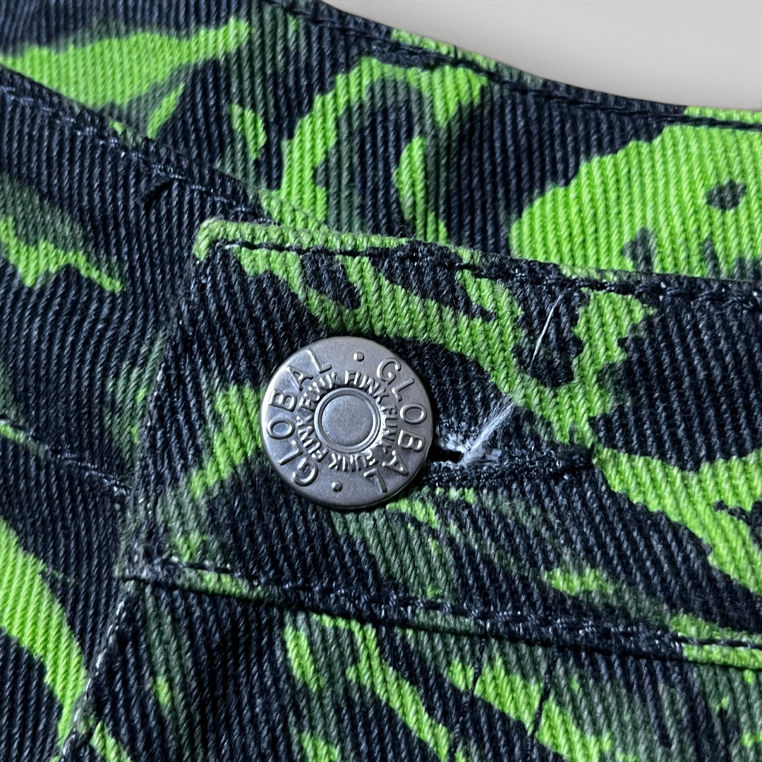 Noon Goons Y2K Green Zebra Skater Denim Jeans