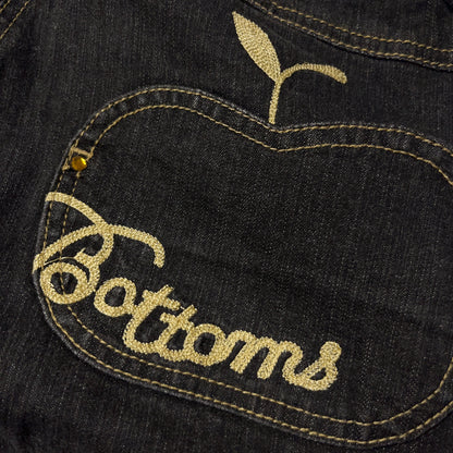 Apple Bottom ls Vintage 2000's Y2K Hip-Hop Embroidered Heavy Cotton Black Baggy Jeans (Дамско) (Rep)