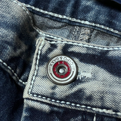 CIPO & BAXX Vintage 2000's Embroidered Y2K "Magic of Denim" Y2K Biker Heavy Cotton Faded Jeans